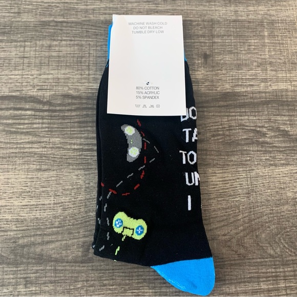🍒🍒 BUNDLE ONLY Gaming In Progress Don’t Talk To Me Until I Die Crew Socks - Picture 5 of 5